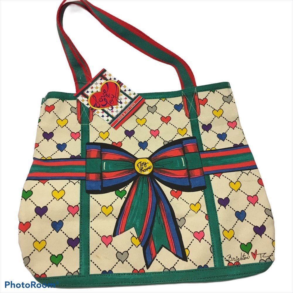Brighton holiday love & joy tote heart ribbon